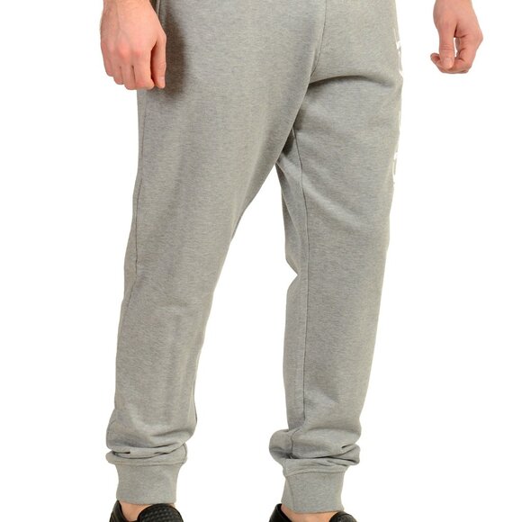 Versace Men's Gray White Logo Embroidered Sweat Track Pants US 5XL IT 62 - Picture 2 of 6